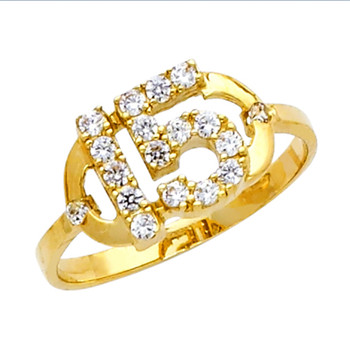 Forever 15 - Yellow Gold Ring with CZ - 2.3 gr - RG673 Forever 15 - Yellow Gold Ring with CZ - 2.3 gr - RG673