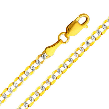 Yellow / White Gold Chain - Cuban WP- 3.2 mm - CH128 Yellow / White Gold Chain - Cuban WP- 3.2 mm - CH128