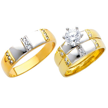 Yellow / White Gold Trio Set - 14 K - TC161 Yellow / White Gold Trio Set - 14 K - TC161