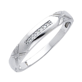 White gold wedding band with Diamonds - 14K 0.05 Ct - DRG13G White gold wedding band with Diamonds - 14K 0.05 Ct - DRG13G