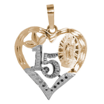 Gold Quinceanera Pendant - 14K - 4 Gr. - XV16-002 Gold Quinceanera Pendant - 14K - 4 Gr. - XV16-002
