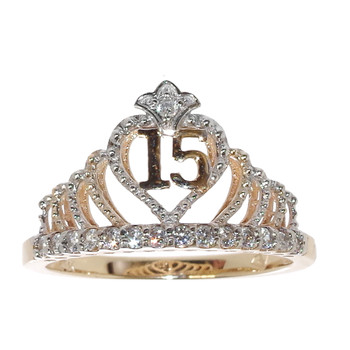 Forever 15 - Gold Ring decorated with CZ - XVR-701 Forever 15 - Gold Ring decorated with CZ - XVR-701