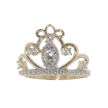 Forever 15 - Yellow /White / Red Gold Ring with CZ - XVR-706 Forever 15 - Yellow /White / Red Gold Ring with CZ - XVR-706