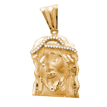 Jesus 14K Gold & CZ Pendant - 17.8 Gr. - MRD-406 Jesus 14K Gold & CZ Pendant - 17.8 Gr. - MRD-406