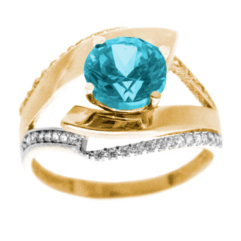 Yellow / White Gold Love Ring - CZ - 14 K - RGO-212 Yellow / White Gold Love Ring - CZ - 14 K - RGO-212