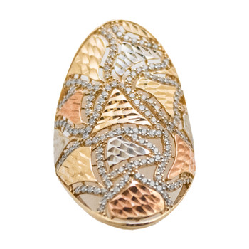Yellow / White Gold Ring - CZ - 14 K - RGO-218 Yellow / White Gold Ring - CZ - 14 K - RGO-218