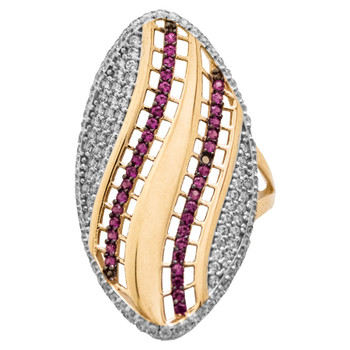 Yellow / White / Red Gold Ring - CZ - 14 K - RGO-227 Yellow / White / Red Gold Ring - CZ - 14 K - RGO-227