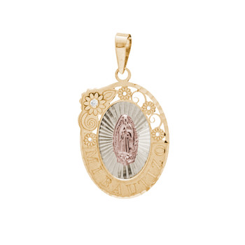 Yellow/White/Red Gold Baptism Medal - 14 K - BPT-604 Yellow/White/Red Gold Baptism Medal - 14 K - BPT-604