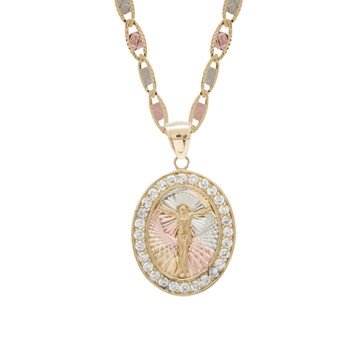 Yellow / White / Red Gold Medal - CZ - Jesus - 14 K - RP206 Yellow / White / Red Gold Medal - CZ - Jesus - 14 K - RP206