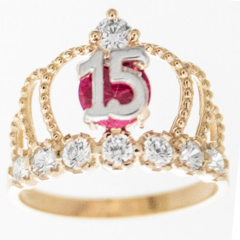 Forever 15 - Yellow / White Gold Ring with CZ - XVR741 Forever 15 - Yellow / White Gold Ring with CZ - XVR741