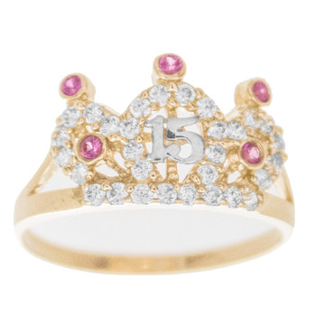 Forever 15 - Yellow Gold Ring with CZ - XVR742 Forever 15 - Yellow Gold Ring with CZ - XVR742
