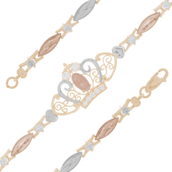 Yellow / White / Red Gold Quinceanera Bracelet - XVB-106 Yellow / White / Red Gold Quinceanera Bracelet - XVB-106