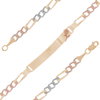 Yellow / White / Red Gold ID Bracelet - 14 K - IDB301 Yellow / White / Red Gold ID Bracelet - 14 K - IDB301
