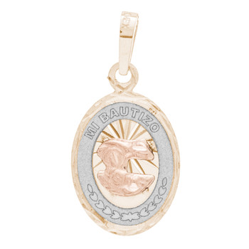Yellow / White / Red Gold Baptism Medal - 14 K - BPT669 Yellow / White / Red Gold Baptism Medal - 14 K - BPT669