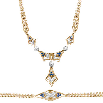 Necklace and Bracelet Set - Yellow Gold - 14 K - JST123 Necklace and Bracelet Set - Yellow Gold - 14 K - JST123