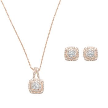 Diamond Necklace and Earring Set - Rose Gold - 14 K - JST126 Diamond Necklace and Earring Set - Rose Gold - 14 K - JST126