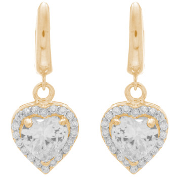Yellow, Red & White Gold Hoop Earrings - CZ - 14 K - ER402 Yellow, Red & White Gold Hoop Earrings - CZ - 14 K - ER402