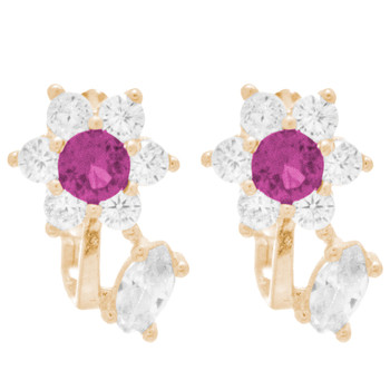 Yellow Gold Earrings with CZ - 14 K - ER405 Yellow Gold Earrings with CZ - 14 K - ER405