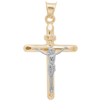 Yellow / White Gold Cross Pendant - 14 K - PTC223 Yellow / White Gold Cross Pendant - 14 K - PTC223
