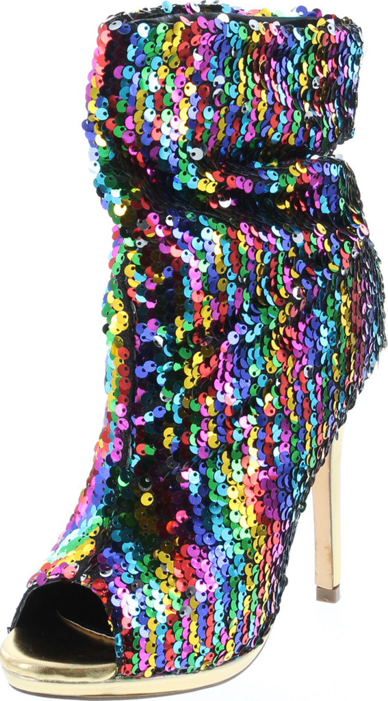 Maxim-12 Multi Color Sequins Peep Toe High Heel Above Ankle Bootie Maxim-12 Multi Color Sequins Peep Toe High Heel Above Ankle Bootie