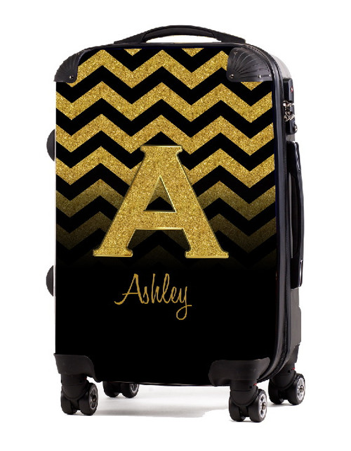 Gold Chevron Gold Initial 20" Carry-on Luggage Gold Chevron Gold Initial 20" Carry-on Luggage