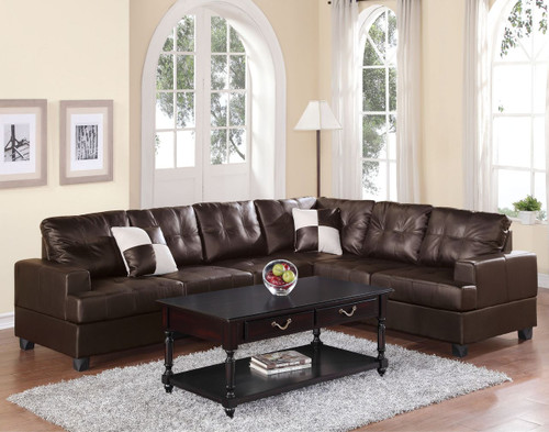 2-PCS SECTIONAL SET W/2 ACCENT PILLOWS-ESPRESSO