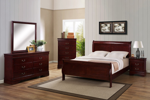 Louis Phillip 7Pcs Bedroom Suite - Cherry