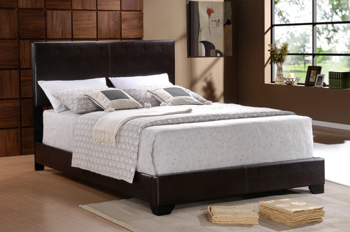 ERIN BLACK LEATHER BED FRAME MATTRESS AND BOXSPRING - 5271-M-SET