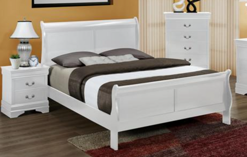 WHITE SLEIGH BED FRAME MATTRESS AND BOXSPRING