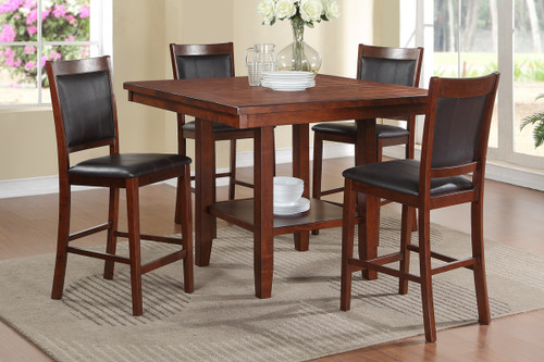 5-PCS ACACIA BLACK FAUX LEATHER COUNTER HEIGHT TABLE SET