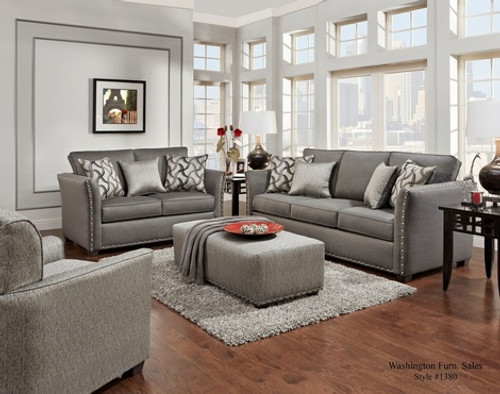 WASHINGTON 2PC SOFA LOVESEAT SET (CHARCOAL) - 1380CH