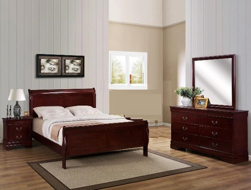 Louis Phillip 6pcs Bedroom Set in Cherry Color