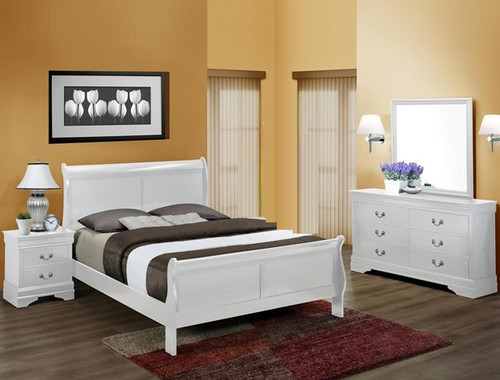 Louis Phillip 6pcs Bedroom Set in White Color