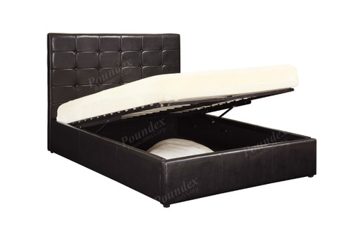 Black Faux Leather Upholstered Encased Platform Bed (Underneath Storage)