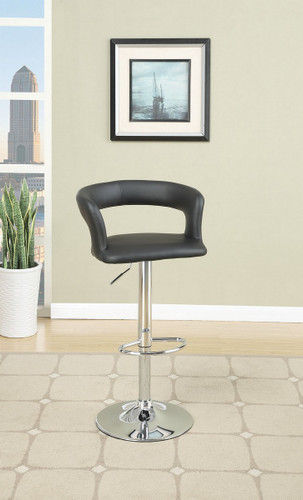 BLACK LEATHER 2 PIECES ADJUSTABLE BAR STOOL