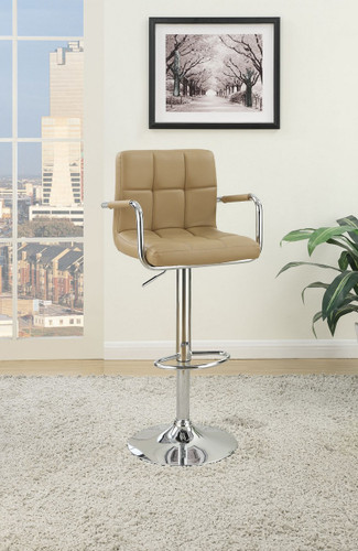 ADJUSTABLE BROWN FAUX LEATHER 2 PIECES BAR STOOL
