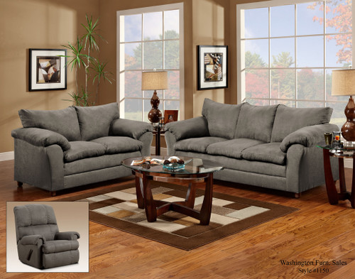 VICTORY LANE GRAPHITE MICRO-SUADE UPHOLSTERY 2 PCS SOFA AND LOVESEAT