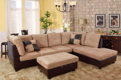 2 PCS TYLER BROWN SECTIONAL WITH ACCENT PILLOWS (LEFT FACING SOFA) - F103B