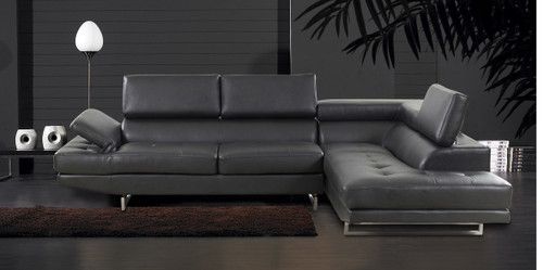 2 PCS DANIEL GREY SECTIONAL WITH ACCENT PILLOWS (LEFT FACING SOFA) - F18B