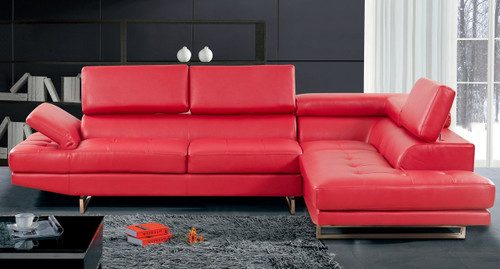 2 PCS BENJAMIN RED SECTIONAL WITH ACCENT PILLOWS (LEFT FACING SOFA) - F18R