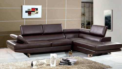 2 PCS JOSE BROWN SECTIONAL WITH ACCENT PILLOWS (LEFT FACING SOFA) - F18BR