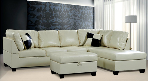 2 PCS CARTER WHITE SECTIONAL WITH ACCENT PILLOWS (LEFT FACING SOFA) - F22W