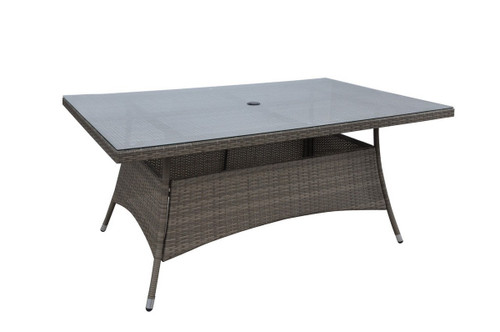 ALUMINUM TAN RECTANGULAR OUTDOOR TABLE 63" X 40" X 29"H
