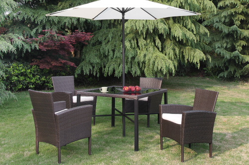 6PC OUTDOOR PATIO TABLE SET W/UMBRELLA