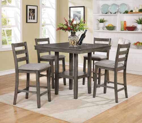 Tahoe Counter Height Table Top 5 PC Set- Grey - 2630SET-GY
