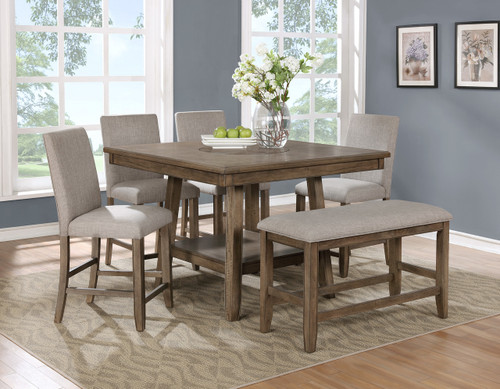 MANNING COUNTER HEIGHT TABLE TOP & BENCH 6 PC Set - 2731