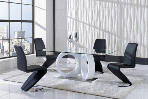 MODERN 5 PIECE D9002 DINING SET -WHITE/BLACK
