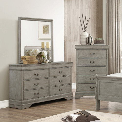 LOUIS PHILIP 6-D DRESSER GREY-B3500/1