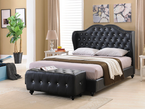 PARADISE BLACK FAUX LEATHER PLATFORM BED-Paradise Black
