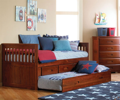 TWIN CAPTAIN BED W/TRUNDLE + 3 DRAWERS-2835